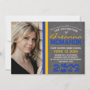 Blue & Gold Paw Print Graduation Announcement
