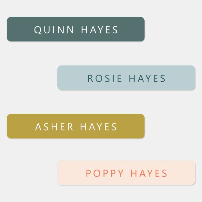 Blue Gold Peach Name Labels (Group)