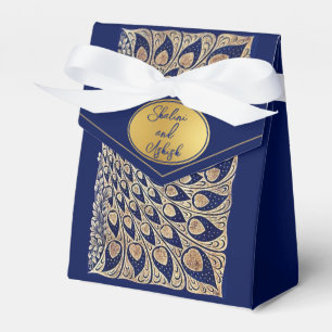 Blue Gold Peacock Indian Wedding Favour Box