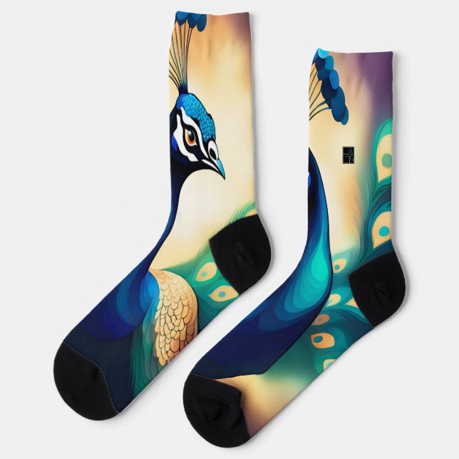  BLUE GOLD PEACOCK SOCK (Left)