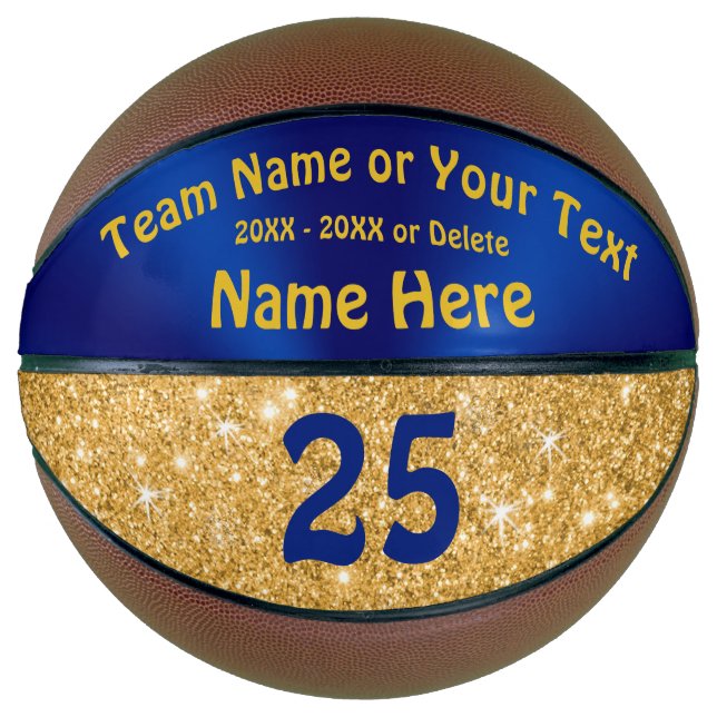 Blue, Gold Personalized Basketball Ball for Girls (Front)