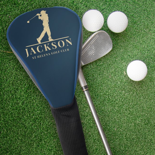 Blue & Gold Personalized Monogram Golfer Golf Head Cover (Creator Uploaded)