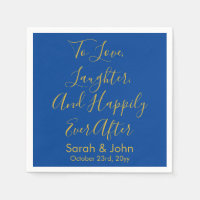 Blue & Gold Personalized Script Wedding Reception