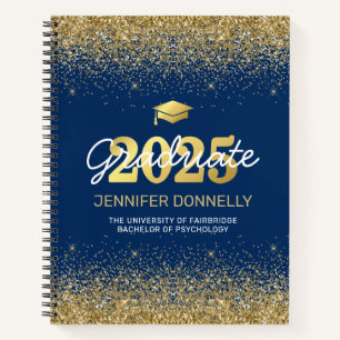 Blue & Gold Photo Graduation Guest Book