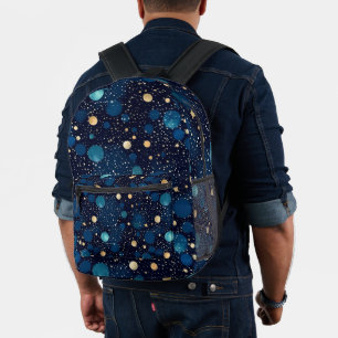 Blue & Gold Polka-Dot Printed Backpack