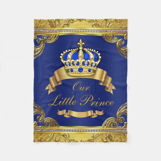 Blue Gold Prince Fancy Prince Baby Fleece Blanket (Front)