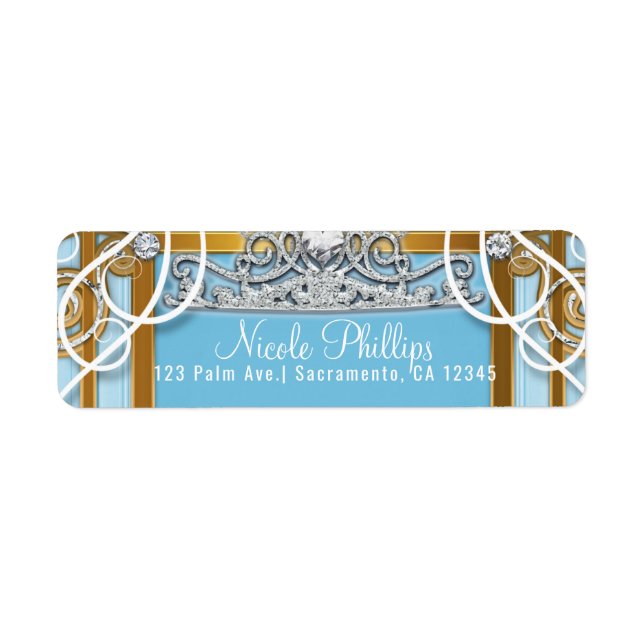 Blue Gold Princess Crown & Carriage Sweet 16 Party (Devant)