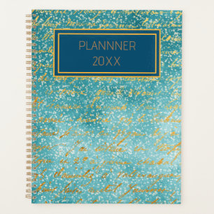 Blue gold print minimalist planner