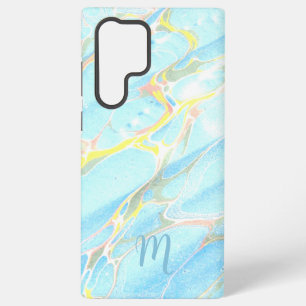 Blue Gold Printed Marble Summer Custom Monogram  Samsung Galaxy Case