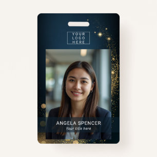 Blue gold Professional Event ID name tag photo Badge