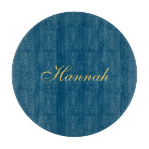 Blue Gold Professional Trendy Minimalist Name Cutting Board