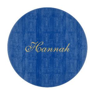 Blue Gold Professional Trendy Minimalist Name Cutting Board