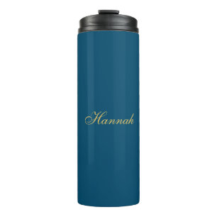Blue Gold Professional Trendy Minimalist Name Thermal Tumbler