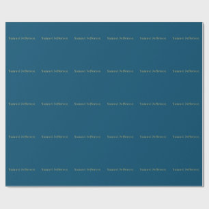 Blue Gold Professional Trendy Minimalist Name Wrapping Paper