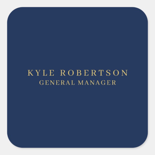 Blue Gold Professional Trendy Own Name Square Sticker (Front)