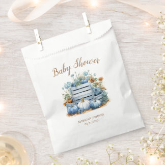 Blue Gold Pumpkin Autumn Baby Shower Favour Bag