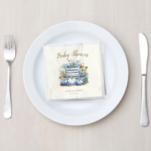 Blue Gold Pumpkin Autumn Baby Shower Napkin