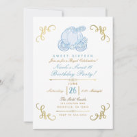 Blue & Gold Pumpkin Carriage Sweet 16 Party