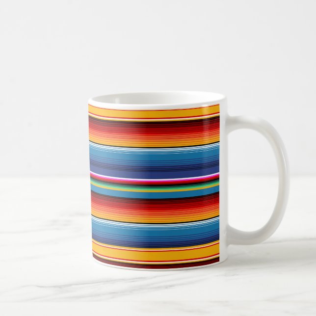 Blue Gold Red Mexican Sarape Coffee Mug (Right)
