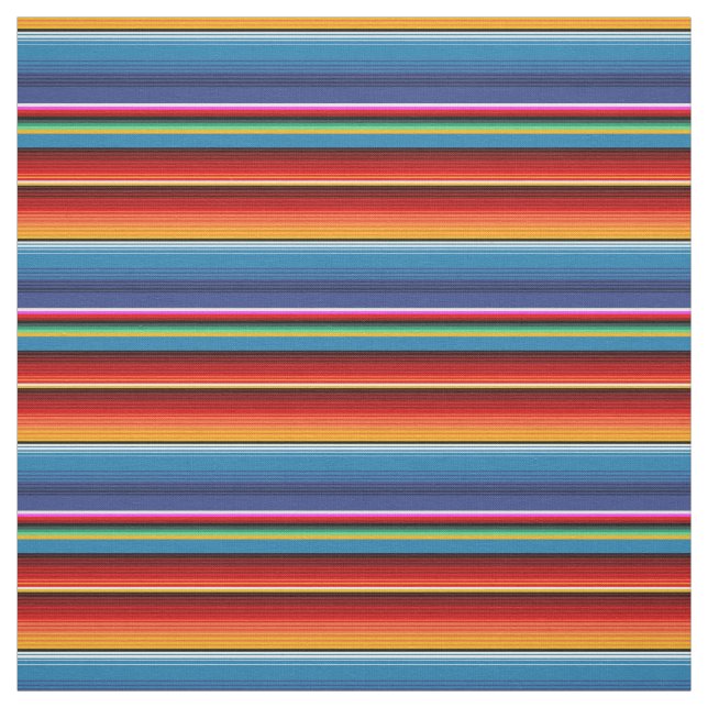 Blue Gold Red Mexican Sarape Fabric (Swatch)