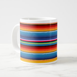 Blue Gold Red Mexican Sarape Large Coffee Mug