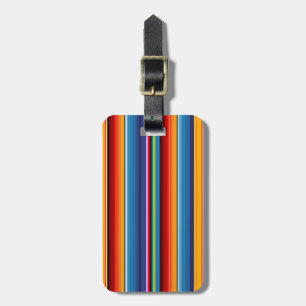 Blue Gold Red Mexican Sarape Luggage Tag