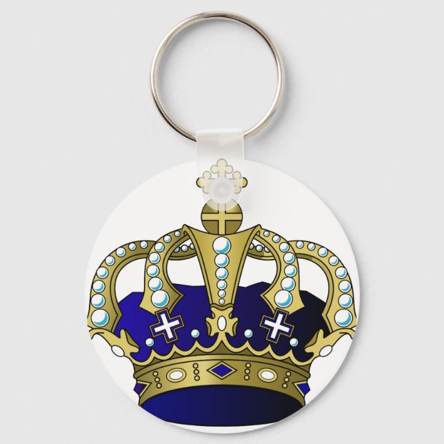 Blue & Gold Royal Crown Keychain (Front)