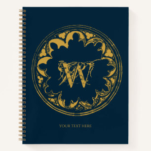 Blue & Gold Rustic Vintage Distressed Monogram Notebook