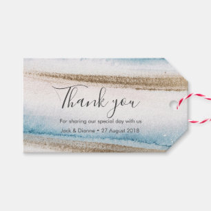 Blue gold sand personalized Thank You Favour tags