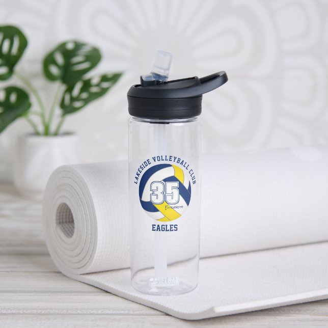 blue gold school club team colours volleyball water bottle (Yoga)