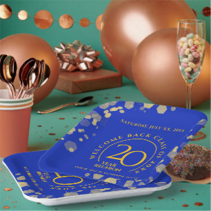 Blue & Gold School College Class Reunion Paper Plate