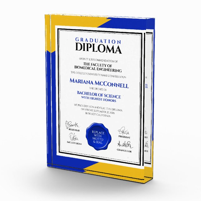Blue Gold School College University Diploma Photo Block (Right)