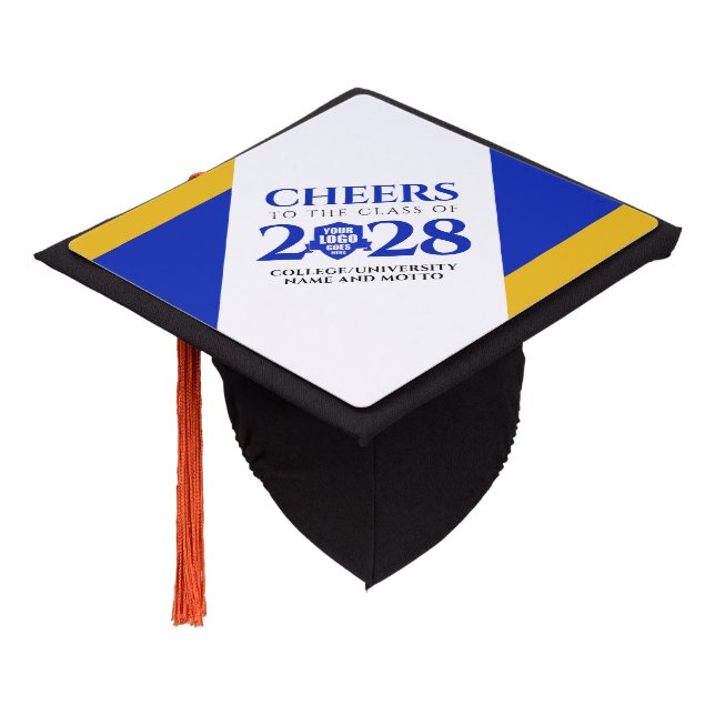 Blue Gold School College University Graduation Graduation Cap Topper (Angled)