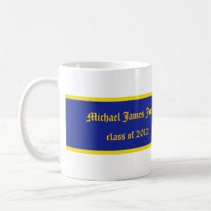 Blue & Gold School Graduation Photo Collage Mugs