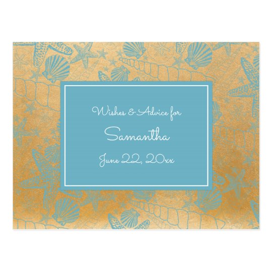 Blue Gold Sea Shells Baby Advice, prayers 3988 Postcard
