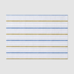 Blue & Gold Shimmer Glitter Stripes Stripe Tissue Paper