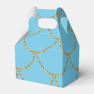 Blue & Gold Shimmer Mermaid Birthday Party Favour Favor Box