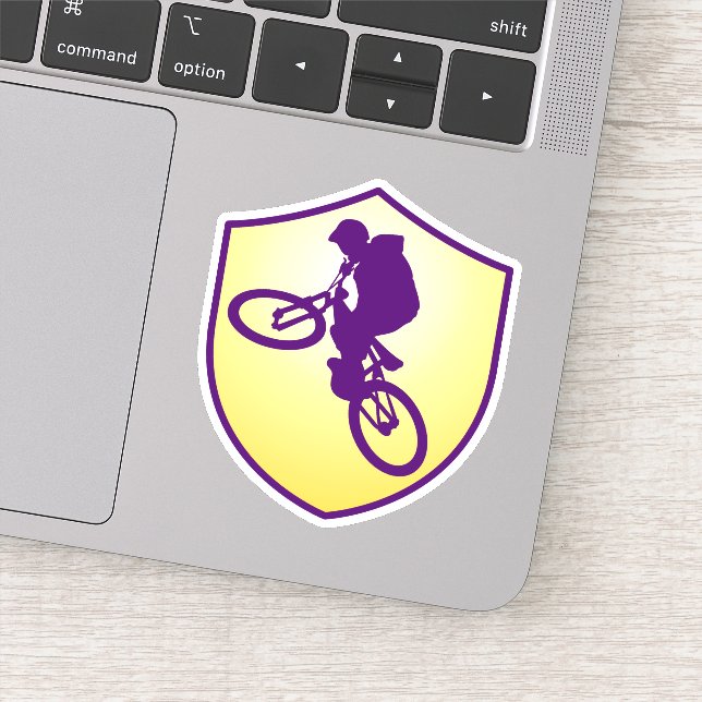 Blue Gold Silhouette Cyclist Shield (Detail)