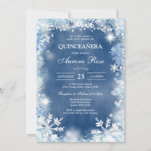 Blue Gold Silver Mis Quince Quinceañera Birthday Invitation