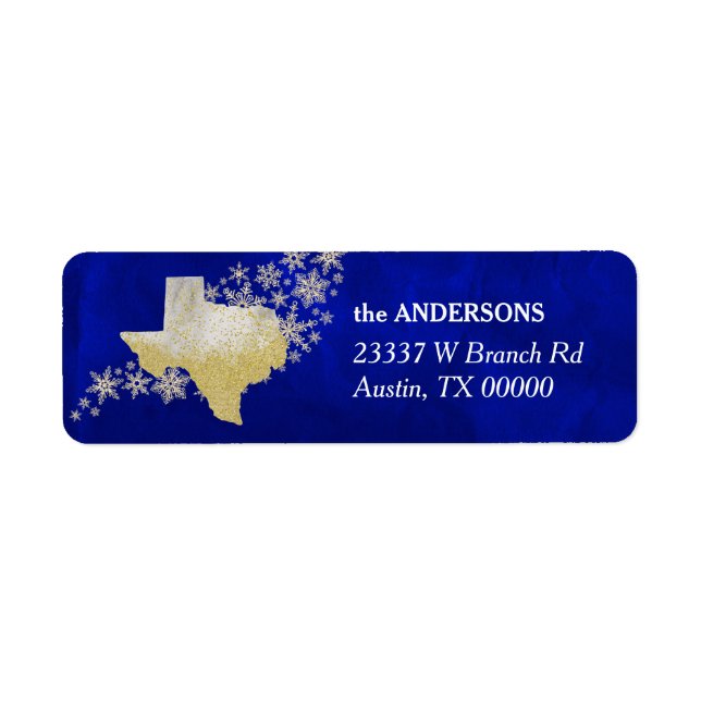 Blue Gold Snowflake Texas Adresse de retour (Devant)