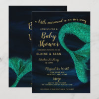 Blue Gold Sparkle Mermaid Baby Shower