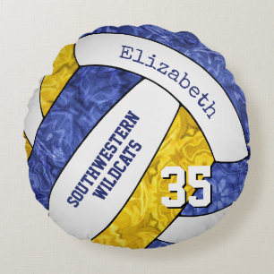 blue gold sports keepsake gift girls volleyball round pillow