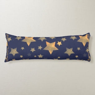 Blue Gold Star Elegant Vintage Classic Christmas Body Pillow