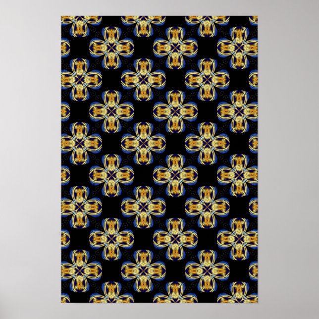 Blue gold star endless pattern poster (Front)