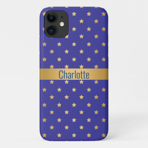 BLUE GOLD STAR IPHONE COVER customizable