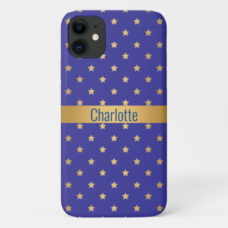 BLUE GOLD STAR IPHONE COVER customizable