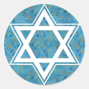 Blue & Gold Star of David Jewish Symbol  Classic Round Sticker