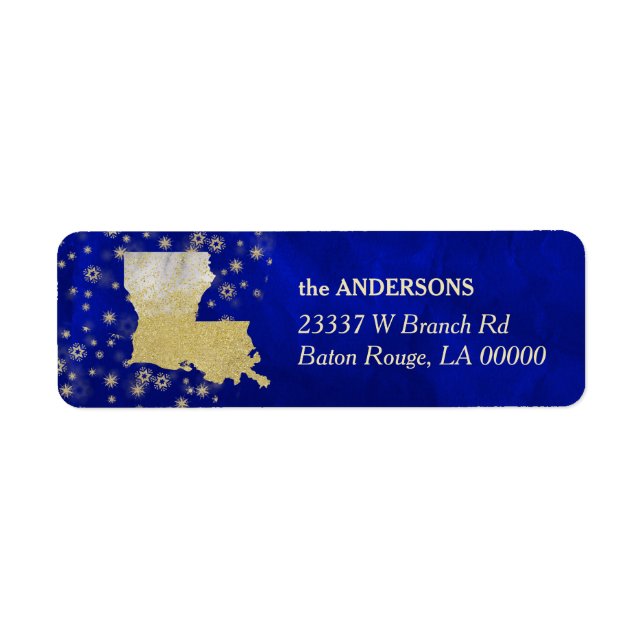 Blue Gold Stars Louisiana Adresse de retour (Devant)