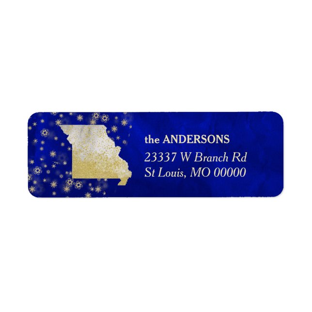 Blue Gold Stars Missouri Adresse de retour (Devant)
