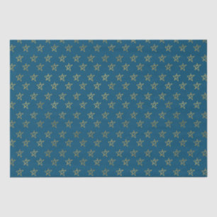 Blue Gold Stars Shine Bright Tissue Paper